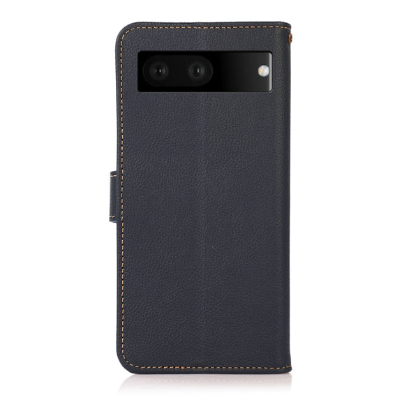 For Google Pixel 7 5G KHAZNEH Custer Genuine Leather RFID Phone Case(Blue)