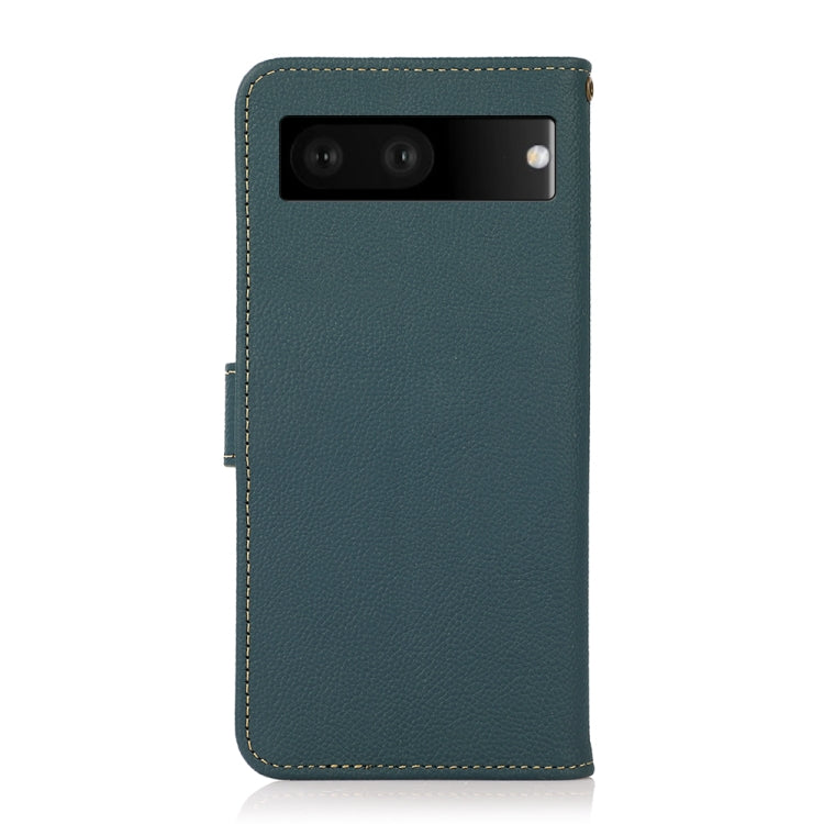 For Google Pixel 7 5G KHAZNEH Custer Genuine Leather RFID Phone Case(Green)