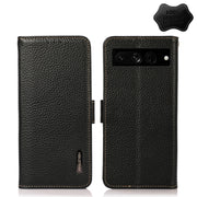 For Google Pixel 7 Pro 5G KHAZNEH Side-Magnetic Litchi Genuine Leather RFID Phone Case(Black)