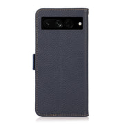 For Google Pixel 7 Pro 5G KHAZNEH Side-Magnetic Litchi Genuine Leather RFID Phone Case(Blue)