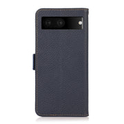 For Google Pixel 7 5G KHAZNEH Side-Magnetic Litchi Genuine Leather RFID Phone Case(Blue)