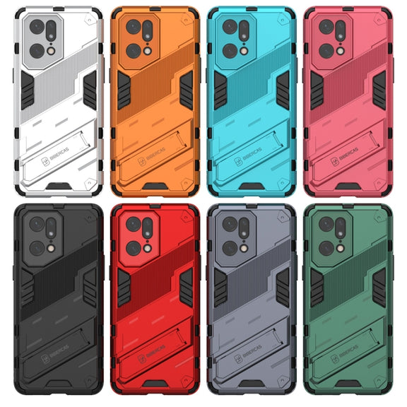 For OPPO Find X5 Pro Punk Armor 2 in 1 PC + TPU Shockproof Phone Case with Invisible Holder(Light Red)
