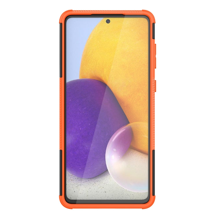 For Samsung Galaxy A73 5G Tire Texture Shockproof TPU+PC Phone Case with Holder(Orange)