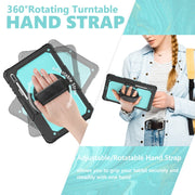 For Samsung Galaxy Tab S10 Ultra / S9 Ultra / S8 Ultra Silicone + PC Tablet Case with Shoulder Strap(Black+Light Blue)