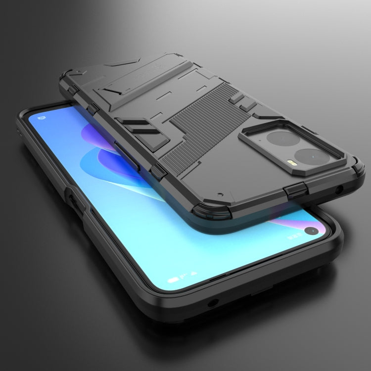For OPPO A36 4G (China) / Realme 9i Punk Armor PC + TPU Phone Case with Holder(Black)