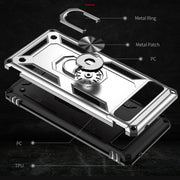 For Google Pixel 6A Shockproof TPU + PC Protective Case with 360 Degree Rotating Holder(Silver)