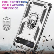 For Google Pixel 6A Shockproof TPU + PC Protective Case with 360 Degree Rotating Holder(Silver)