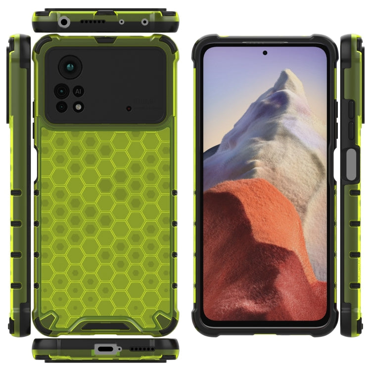 For Xiaomi Poco X4 Pro 5G Shockproof Honeycomb PC + TPU Case(Green)