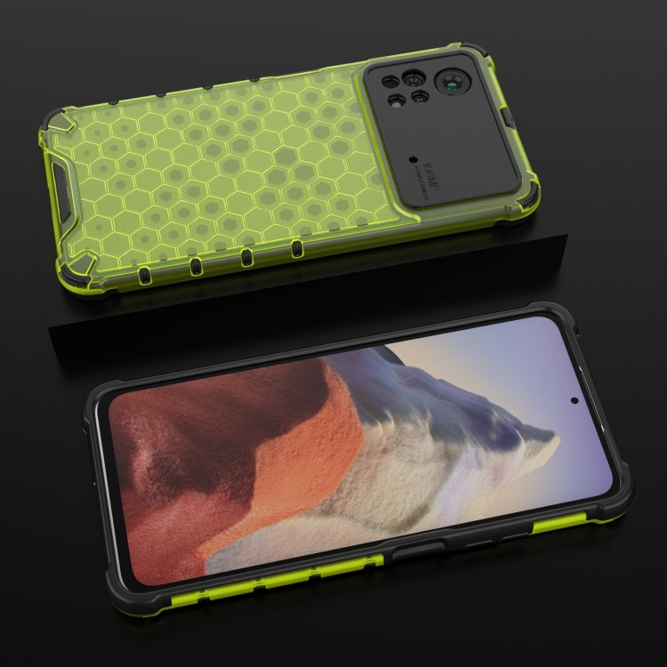 For Xiaomi Poco X4 Pro 5G Shockproof Honeycomb PC + TPU Case(Green)