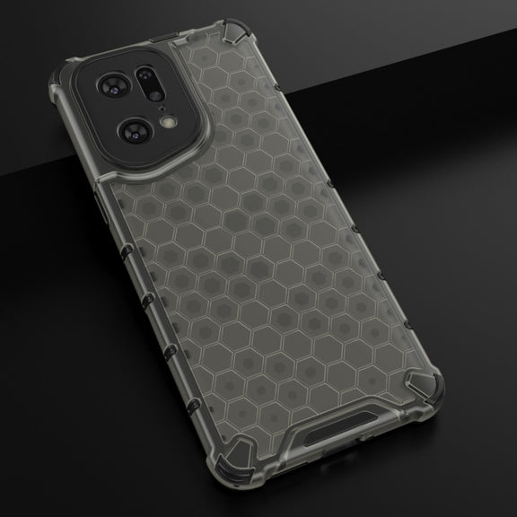 For OPPO Find X5 Pro Shockproof Honeycomb PC + TPU Phone Case(Black)
