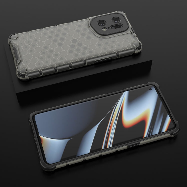 For OPPO Find X5 Pro Shockproof Honeycomb PC + TPU Phone Case(Black)