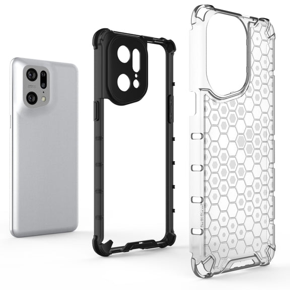For OPPO Find X5 Pro Shockproof Honeycomb PC + TPU Phone Case(Black)