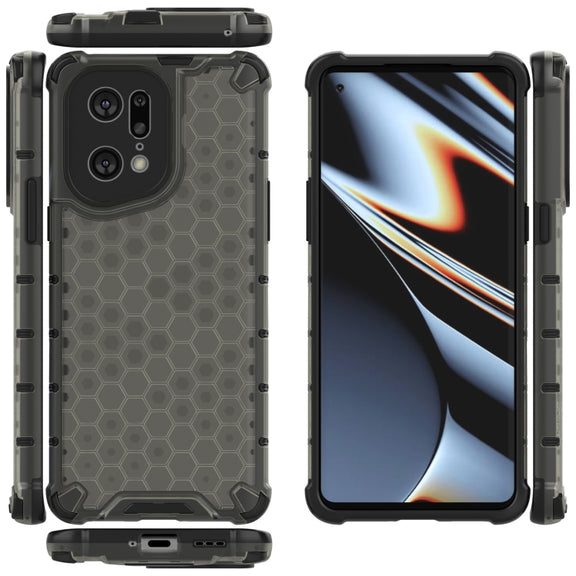 For OPPO Find X5 Pro Shockproof Honeycomb PC + TPU Phone Case(Black)
