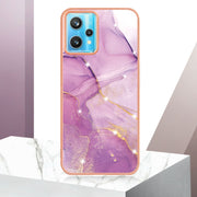 For Realme 9 Pro+ Electroplating Marble Pattern Dual-side IMD TPU Phone Case(Purple 001)