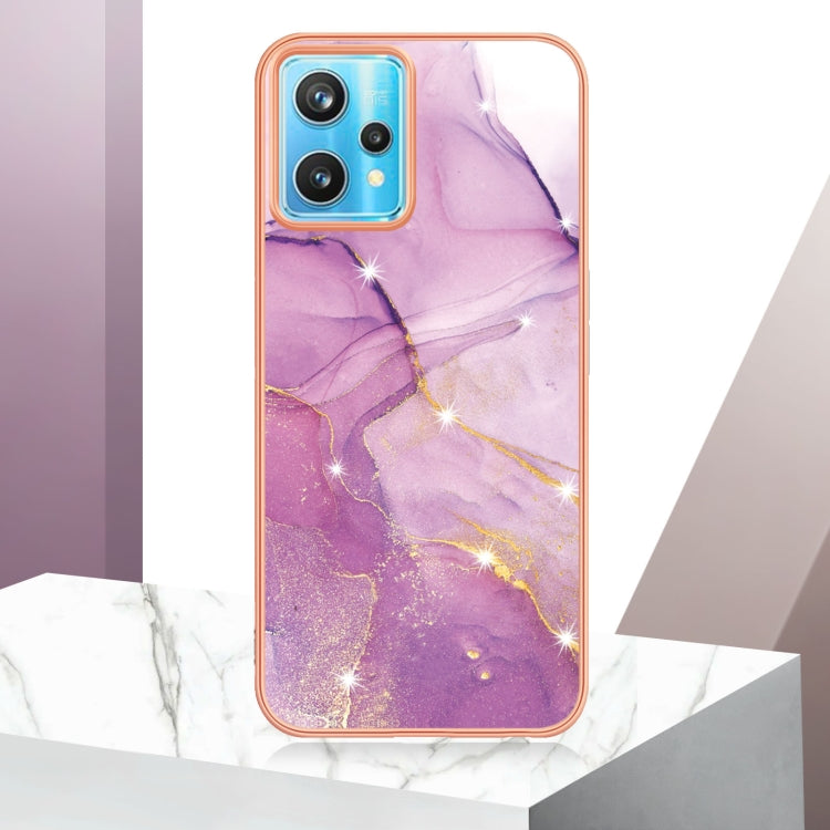 For Realme 9 Pro+ Electroplating Marble Pattern Dual-side IMD TPU Phone Case(Purple 001)