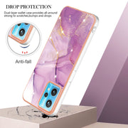 For Realme 9 Pro+ Electroplating Marble Pattern Dual-side IMD TPU Phone Case(Purple 001)