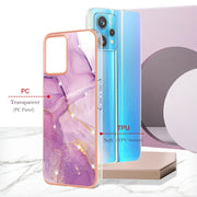 For Realme 9 Pro+ Electroplating Marble Pattern Dual-side IMD TPU Phone Case(Purple 001)