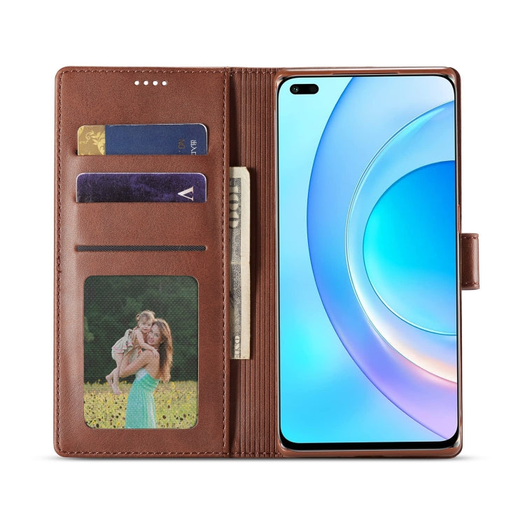 For Honor 50 Lite LC.IMEEKE Calf Texture Flip Leather Phone Case(Brown)