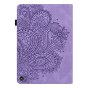 For Amazon Fire HD 10 2021 / HD 10 Plus 2021 Peacock Embossed Pattern Leather Tablet Case(Purple)