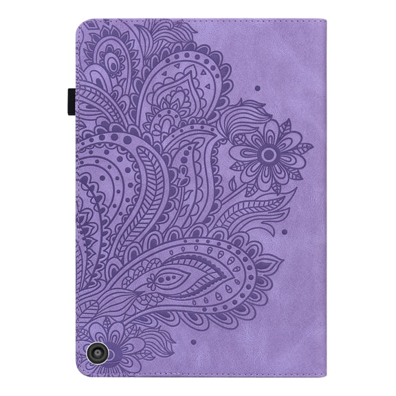 For Amazon Fire HD 10 2021 / HD 10 Plus 2021 Peacock Embossed Pattern Leather Tablet Case(Purple)