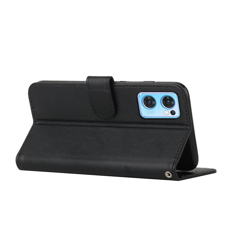 For OPPO Reno7 5G Global & Taiwan Version / Find X5 Lite Stitching Calf Texture Buckle Leather Phone Case(Black)