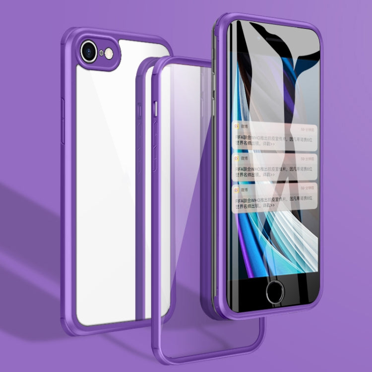 For iPhone SE 2022 / SE 2020 / 8 / 7 Double-sided Glass TPU Phone Case(Purple)