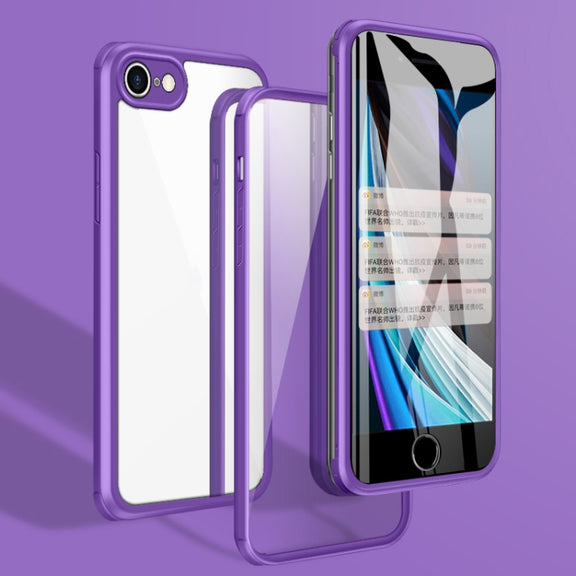 For iPhone SE 2022 / SE 2020 / 8 / 7 Double-sided Glass TPU Phone Case(Purple)