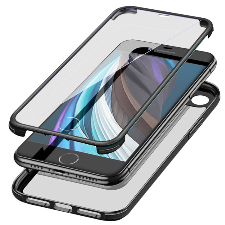 For iPhone SE 2022 / SE 2020 / 8 / 7 Double-sided Glass TPU Phone Case(Purple)