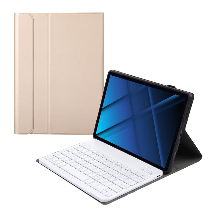 AK16 Lambskin Texture Bluetooth Keyboard Leather Case For Lenovo Tab 6 5G 10.3 inch(Gold)