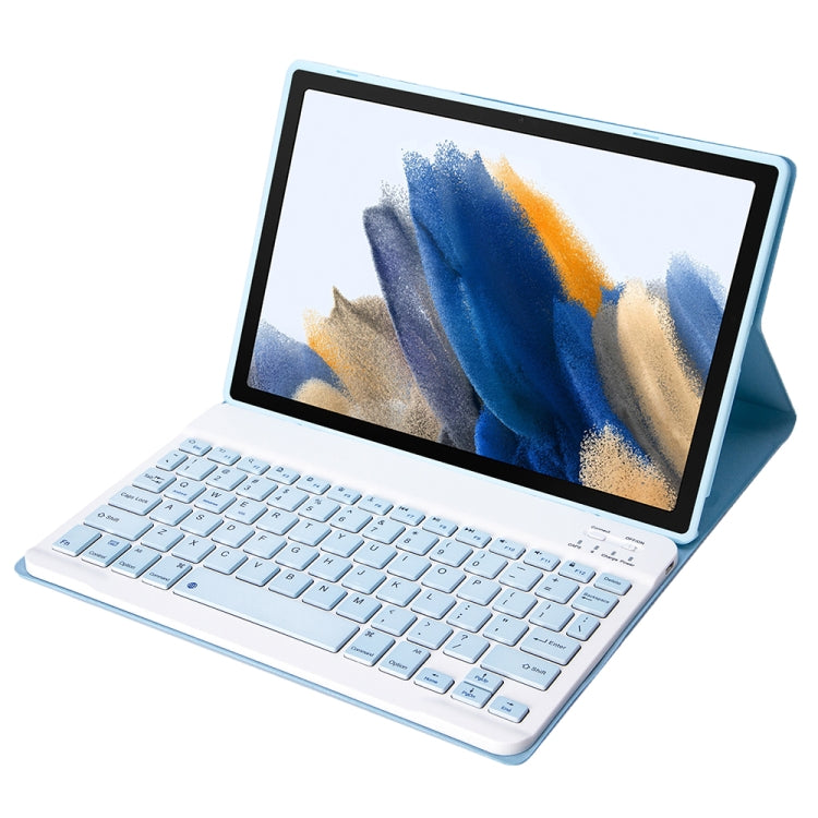 A08 Candy Color Ultra Thin Bluetooth Keyboard Leather Case For Samsung Galaxy Tab A8 10.5 2021 SM-X200 / SM-X205(White Ice)