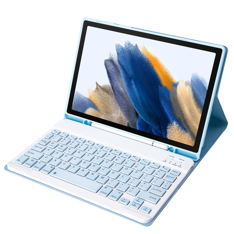 A08B Candy Color Bluetooth Keyboard Leather Case with Pen Slot For Samsung Galaxy Tab A8 10.5 2021 SM-X200 / SM-X205(White Ice)