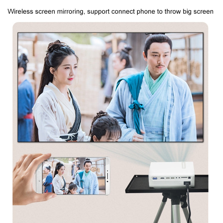 YG530 LED Small 1080P Wireless Screen Mirroring Projector, Power Plug:UK Plug(White)