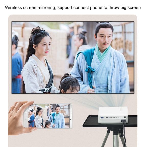 YG530 LED Small 1080P Wireless Screen Mirroring Projector, Power Plug:UK Plug(White)