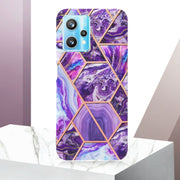 For OPPO Realme 9 Pro+ 5G Electroplating IMD Splicing Marble TPU Phone Case(Dark Purple)