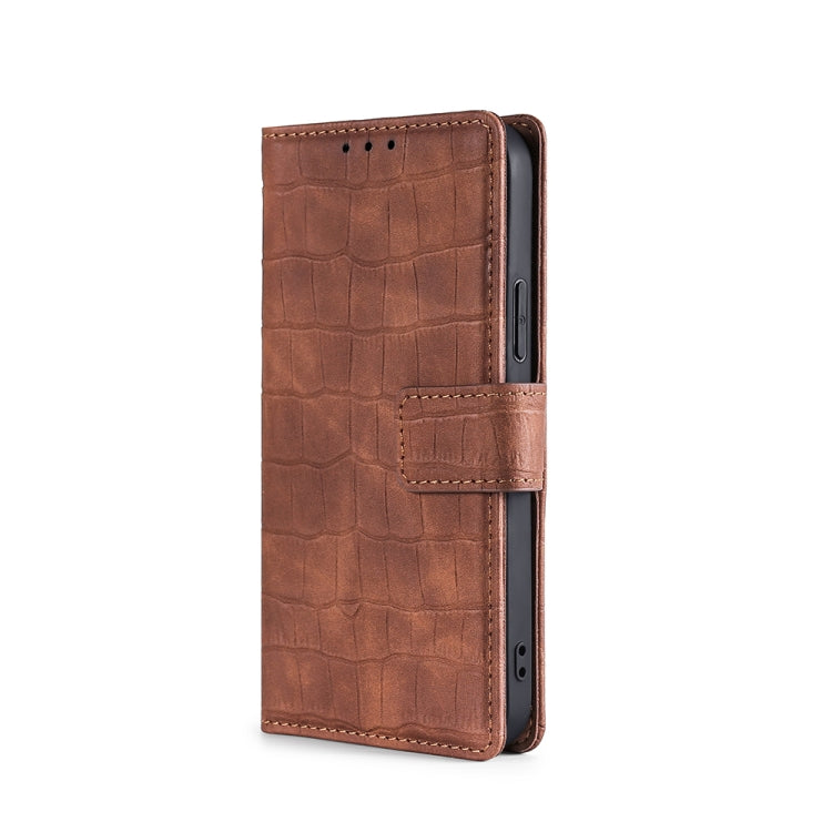 For Sony Xperia XZ Premium Skin Feel Crocodile Texture Magnetic Clasp PU Leather Phone Case(Brown)