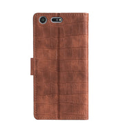 For Sony Xperia XZ Premium Skin Feel Crocodile Texture Magnetic Clasp PU Leather Phone Case(Brown)