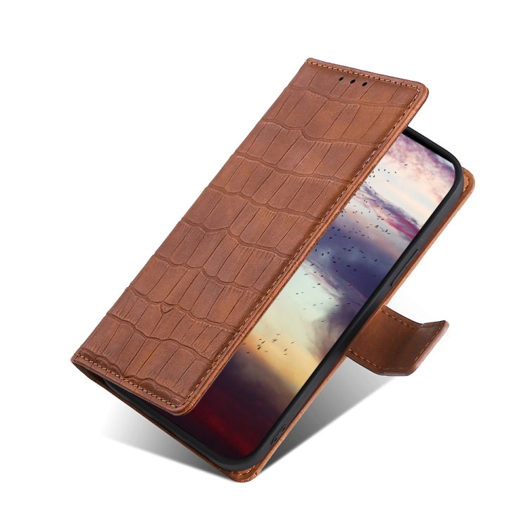 For Sony Xperia XZ Premium Skin Feel Crocodile Texture Magnetic Clasp PU Leather Phone Case(Brown)