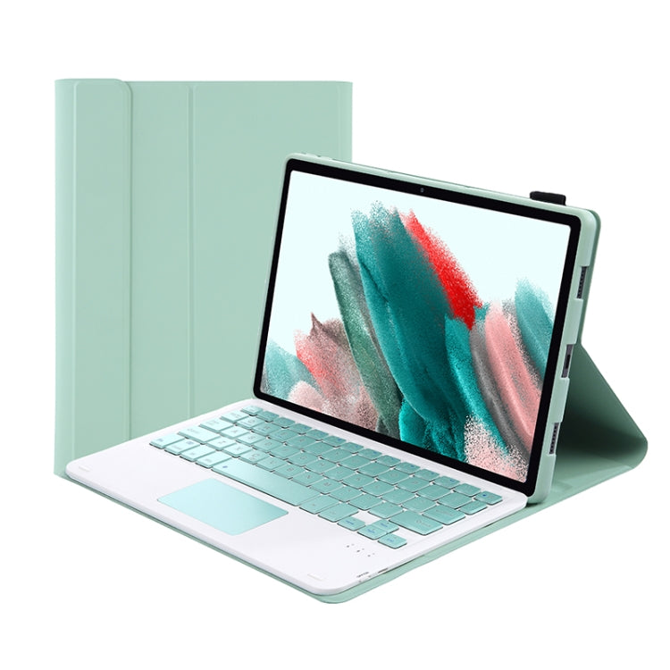 A08-A Candy Color Bluetooth Keyboard Leather Case with Touchpad For Samsung Galaxy Tab A8 2021 SM-X205 / SM-X200(Light Green)