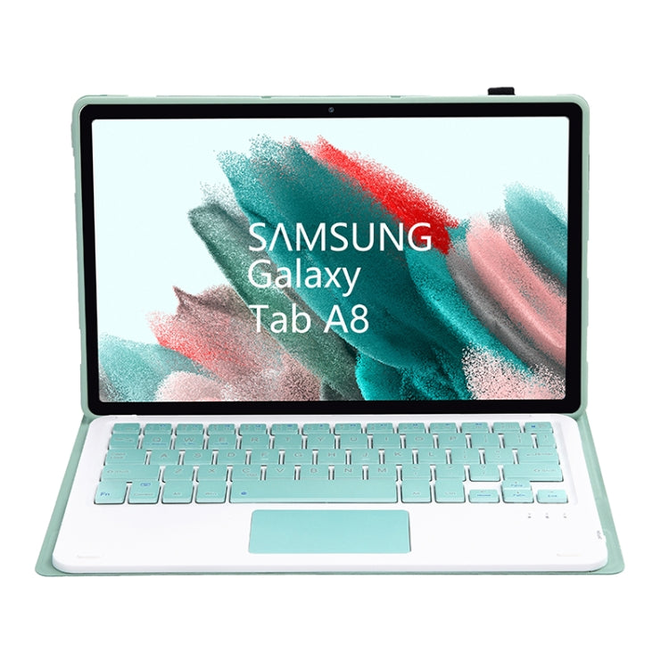 A08-A Candy Color Bluetooth Keyboard Leather Case with Touchpad For Samsung Galaxy Tab A8 2021 SM-X205 / SM-X200(Light Green)