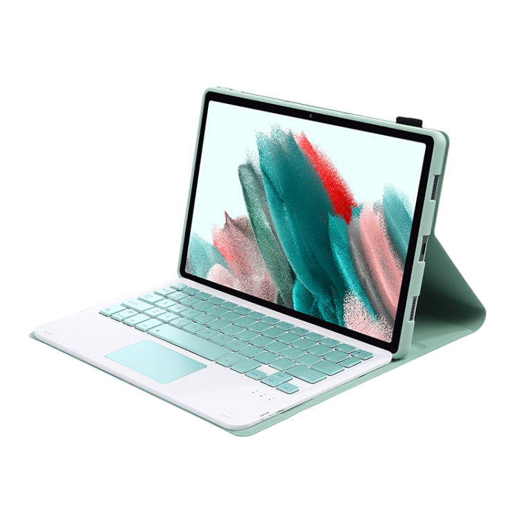 A08-A Candy Color Bluetooth Keyboard Leather Case with Touchpad For Samsung Galaxy Tab A8 2021 SM-X205 / SM-X200(Light Green)