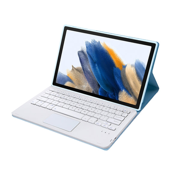 A08-A Candy Color Bluetooth Keyboard Leather Case with Touchpad For Samsung Galaxy Tab A8 2021 SM-X205 / SM-X200(White Ice)