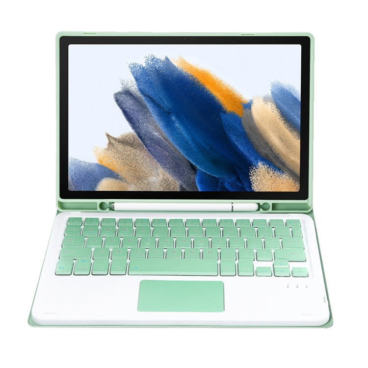 A08B-A Candy Color Bluetooth Keyboard Leather Case with Pen Slot & Touchpad For Samsung Galaxy Tab A8 2021 SM-X205 / SM-X200(Light Green)
