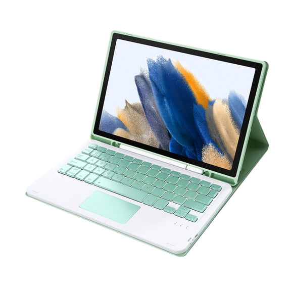 A08B-A Candy Color Bluetooth Keyboard Leather Case with Pen Slot & Touchpad For Samsung Galaxy Tab A8 2021 SM-X205 / SM-X200(Light Green)
