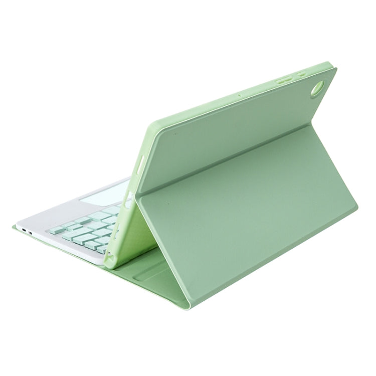 A08B-A Candy Color Bluetooth Keyboard Leather Case with Pen Slot & Touchpad For Samsung Galaxy Tab A8 2021 SM-X205 / SM-X200(Light Green)