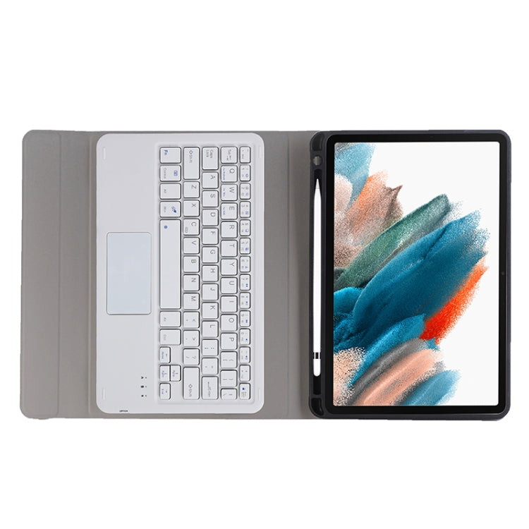 A08B-A Bluetooth Keyboard Leather Case with Pen Slot & Touchpad For Samsung Galaxy Tab A8 2021 SM-X205 / SM-X200(Rose Gold)