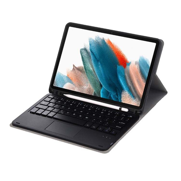 A08B-A Bluetooth Keyboard Leather Case with Pen Slot & Touchpad For Samsung Galaxy Tab A8 2021 SM-X205 / SM-X200(Blue)