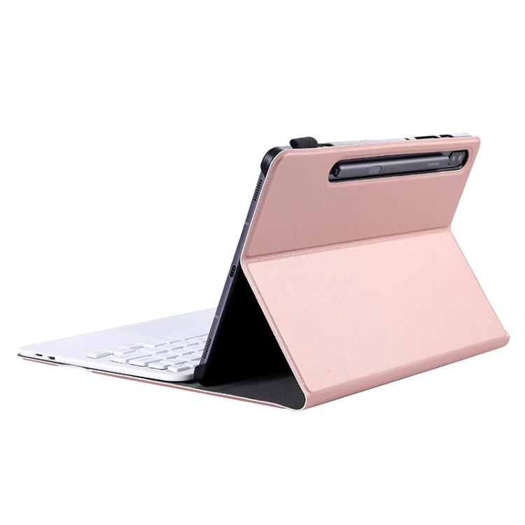 A700-A Ultra-thin Bluetooth Keyboard Leather Case with Touchpad For Samsung Galaxy Tab S8 11 inch SM-X700 / SM-X706(Rose Gold)