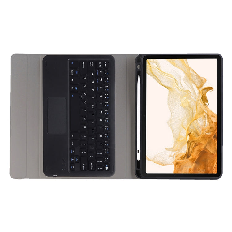 A700B-A Bluetooth Keyboard Leather Case with Pen Slot & Touchpad For Samsung Galaxy Tab S8 11 inch SM-X700 / SM-X706(Blue)