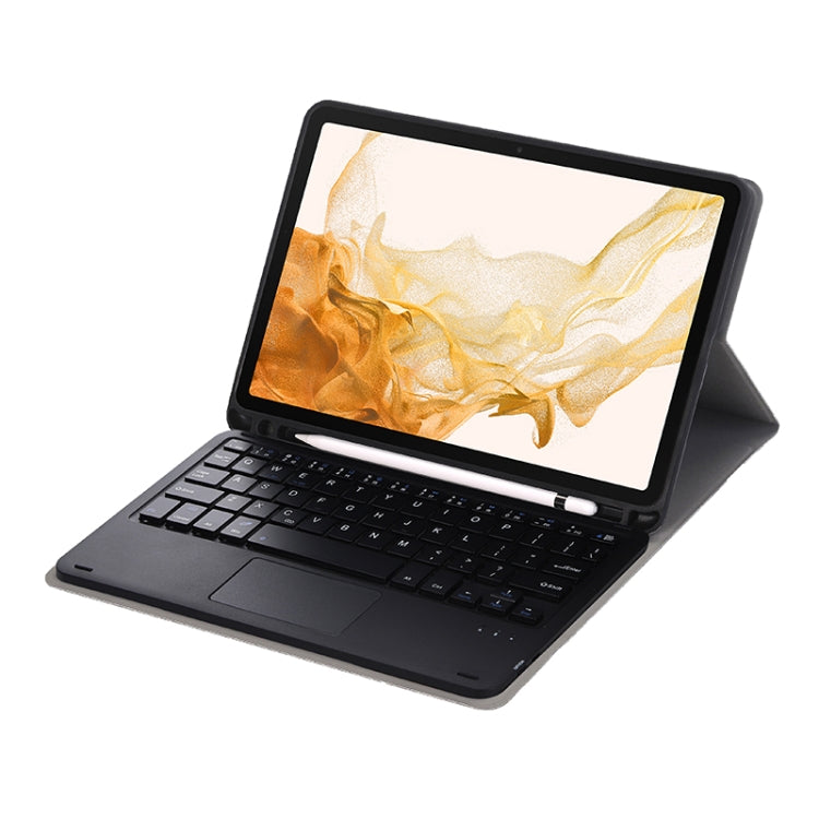 A700B-A Bluetooth Keyboard Leather Case with Pen Slot & Touchpad For Samsung Galaxy Tab S8 11 inch SM-X700 / SM-X706(Blue)