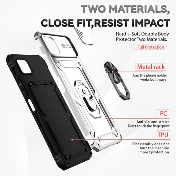 For Samsung Galaxy A22 5G Sliding Camshield Holder Phone Case(Silver)
